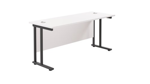 Twin Upright Rectangular Desk: 600mm Deep 1800X600 White/Black