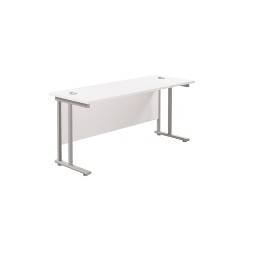 Twin Upright Rectangular Desk: 600mm Deep (FSC) 1800X600 White/Silver