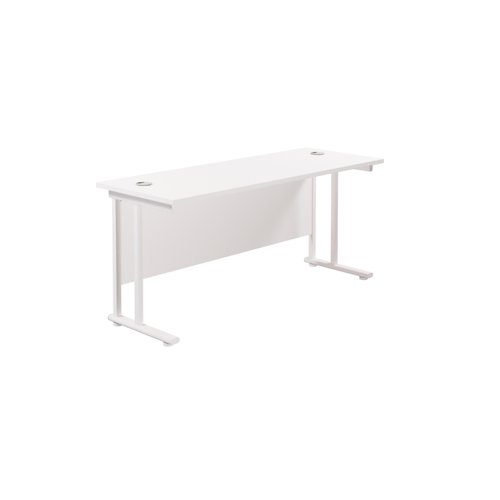 Twin Upright Rectangular Desk: 600mm Deep (FSC) 1800X600 White/White