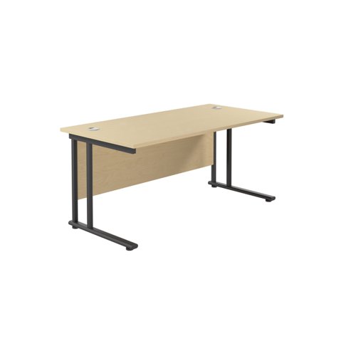 Twin Upright Rectangular Desk: 800mm Deep (FSC) 1800X800 Maple/Black