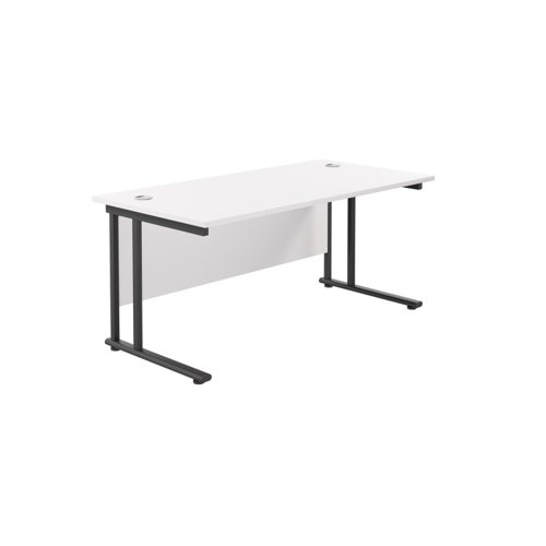 Twin Upright Rectangular Desk: 800mm Deep (FSC) 1800X800 White/Black