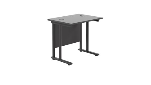 Twin Upright Rectangular Desk: 600mm Deep 800X600 Black/Black