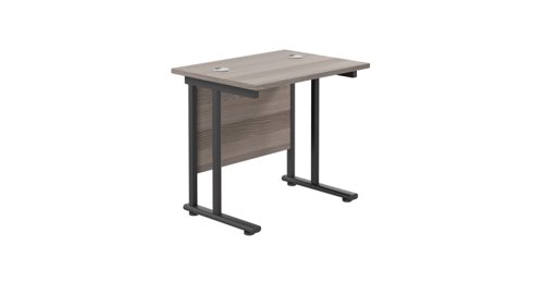 Twin Upright Rectangular Desk: 600mm Deep 800X600 Grey Oak/Black