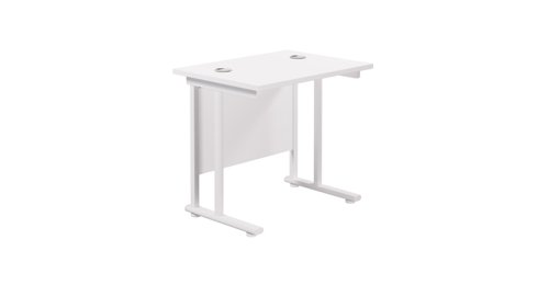 Twin Upright Rectangular Desk: 600mm Deep 800X600 White/White