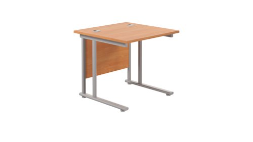 Twin Upright Rectangular Desk: 800mm Deep (FSC) 800X800 Beech/Silver