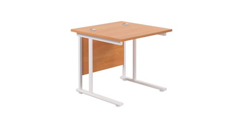 Twin Upright Rectangular Desk: 800mm Deep 800X800 Beech/White