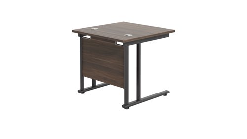 Twin Upright Rectangular Desk: 800mm Deep (FSC) 800X800 Dark Walnut/Black