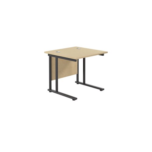 Twin Upright Rectangular Desk: 800mm Deep (FSC) 800X800 Maple/Black