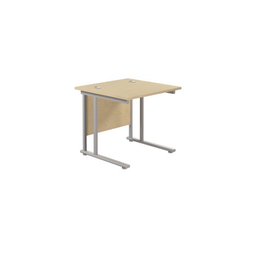 Twin Upright Rectangular Desk: 800mm Deep (FSC) 800X800 Maple/Silver