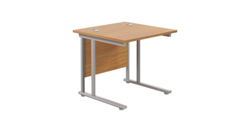 Twin Upright Rectangular Desk: 800mm Deep 800X800 Nova Oak/Silver