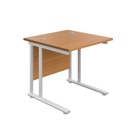 Twin Upright Rectangular Desk: 800mm Deep 800X800 Nova Oak/White