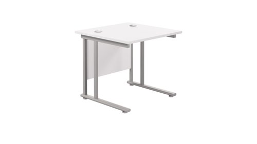Twin Upright Rectangular Desk: 800mm Deep 800X800 White/Silver