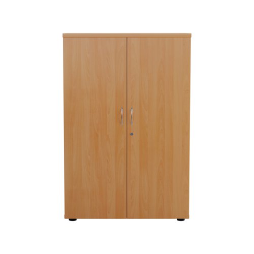 WDS1245CPBE | Introducing our Wooden Cupboard, designed to provide you with ample storage space while adding a touch of elegance to your home or office. Crafted with 18mm one piece MFC back panel and 25mm top and bottom panels, this cupboard is built to last. The lockable doors with silver handles ensure the safety of your belongings, while the black adjustable feet allow for easy levelling on any surface. The fully adjustable shelves provide flexibility to accommodate items of various sizes. With its sleek design and sturdy construction, our Wooden Cupboard is the perfect addition to any space.