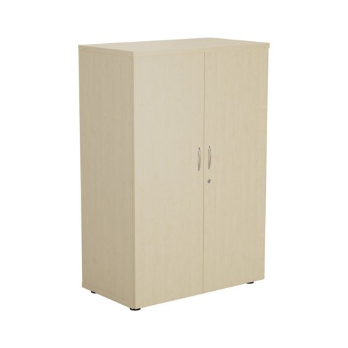 WDS1245CPMA | Introducing our Wooden Cupboard, designed to provide you with ample storage space while adding a touch of elegance to your home or office. Crafted with 18mm one piece MFC back panel and 25mm top and bottom panels, this cupboard is built to last. The lockable doors with silver handles ensure the safety of your belongings, while the black adjustable feet allow for easy levelling on any surface. The fully adjustable shelves provide flexibility to accommodate items of various sizes. With its sleek design and sturdy construction, our Wooden Cupboard is the perfect addition to any space.