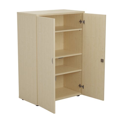 WDS1245CPMA | Introducing our Wooden Cupboard, designed to provide you with ample storage space while adding a touch of elegance to your home or office. Crafted with 18mm one piece MFC back panel and 25mm top and bottom panels, this cupboard is built to last. The lockable doors with silver handles ensure the safety of your belongings, while the black adjustable feet allow for easy levelling on any surface. The fully adjustable shelves provide flexibility to accommodate items of various sizes. With its sleek design and sturdy construction, our Wooden Cupboard is the perfect addition to any space.