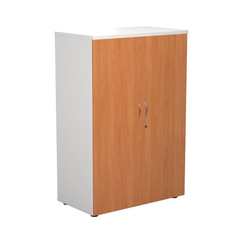 WDS1245CPWHBE | Introducing our Wooden Cupboard, designed to provide you with ample storage space while adding a touch of elegance to your home or office. Crafted with 18mm one piece MFC back panel and 25mm top and bottom panels, this cupboard is built to last. The lockable doors with silver handles ensure the safety of your belongings, while the black adjustable feet allow for easy levelling on any surface. The fully adjustable shelves provide flexibility to accommodate items of various sizes. With its sleek design and sturdy construction, our Wooden Cupboard is the perfect addition to any space.