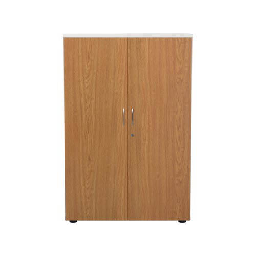 WDS1245CPWHNO | Introducing our Wooden Cupboard, designed to provide you with ample storage space while adding a touch of elegance to your home or office. Crafted with 18mm one piece MFC back panel and 25mm top and bottom panels, this cupboard is built to last. The lockable doors with silver handles ensure the safety of your belongings, while the black adjustable feet allow for easy levelling on any surface. The fully adjustable shelves provide flexibility to accommodate items of various sizes. With its sleek design and sturdy construction, our Wooden Cupboard is the perfect addition to any space.