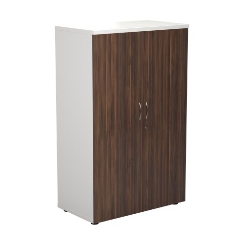 1600 Wooden Cupboard (450mm Deep) White Carcass Dark Walnut Doors