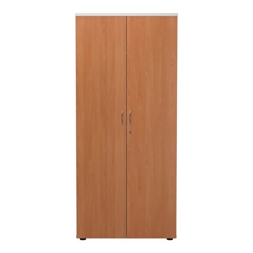 WDS1845CPWHBE | Introducing our Wooden Cupboard, designed to provide you with ample storage space while adding a touch of elegance to your home or office. Crafted with 18mm one piece MFC back panel and 25mm top and bottom panels, this cupboard is built to last. The lockable doors with silver handles ensure the safety of your belongings, while the black adjustable feet allow for easy levelling on any surface. The fully adjustable shelves provide flexibility to accommodate items of various sizes. With its sleek design and sturdy construction, our Wooden Cupboard is the perfect addition to any space.