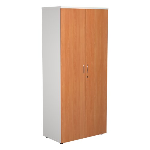 WDS1845CPWHBE | Introducing our Wooden Cupboard, designed to provide you with ample storage space while adding a touch of elegance to your home or office. Crafted with 18mm one piece MFC back panel and 25mm top and bottom panels, this cupboard is built to last. The lockable doors with silver handles ensure the safety of your belongings, while the black adjustable feet allow for easy levelling on any surface. The fully adjustable shelves provide flexibility to accommodate items of various sizes. With its sleek design and sturdy construction, our Wooden Cupboard is the perfect addition to any space.