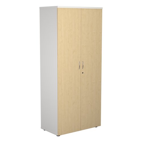 WDS1845CPWHMA | Introducing our Wooden Cupboard, designed to provide you with ample storage space while adding a touch of elegance to your home or office. Crafted with 18mm one piece MFC back panel and 25mm top and bottom panels, this cupboard is built to last. The lockable doors with silver handles ensure the safety of your belongings, while the black adjustable feet allow for easy levelling on any surface. The fully adjustable shelves provide flexibility to accommodate items of various sizes. With its sleek design and sturdy construction, our Wooden Cupboard is the perfect addition to any space.