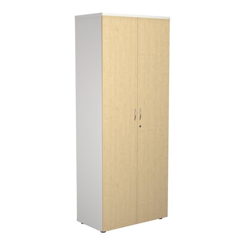 WDS2045CPWHMA | Introducing our Wooden Cupboard, designed to provide you with ample storage space while adding a touch of elegance to your home or office. Crafted with 18mm one piece MFC back panel and 25mm top and bottom panels, this cupboard is built to last. The lockable doors with silver handles ensure the safety of your belongings, while the black adjustable feet allow for easy levelling on any surface. The fully adjustable shelves provide flexibility to accommodate items of various sizes. With its sleek design and sturdy construction, our Wooden Cupboard is the perfect addition to any space.