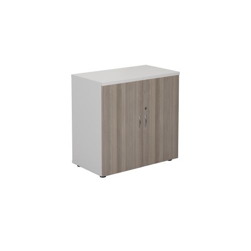 800 Wooden Cupboard (450mm Deep) White Carcass Grey Oak Doors