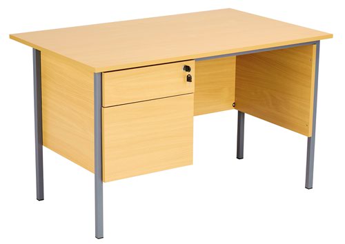 Eco 18 1200X750 4 Leg Rectangular Desk 2D Ped Oak-Black