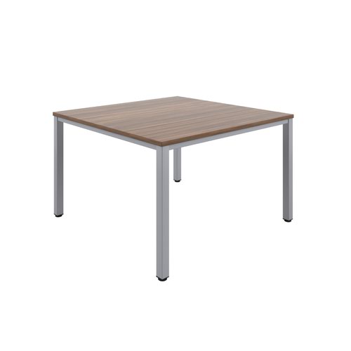 Fraction Infinity 120 X 120 Meeting Table - Dark Walnut With Silver Legs