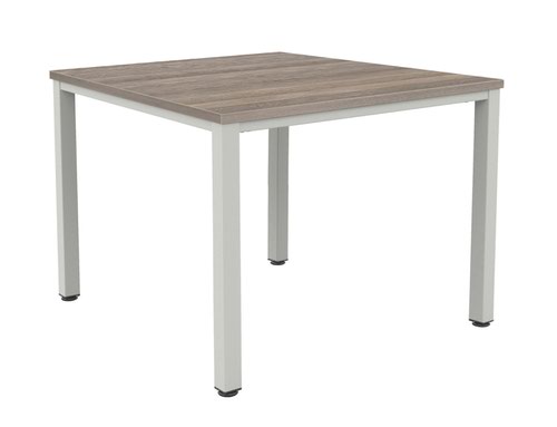 Fraction Infinity 160 X 160 Meeting Table - Grey Oak With Silver Legs