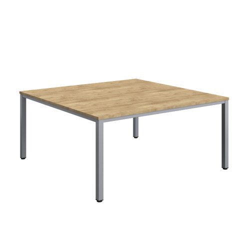 Fraction Infinity Square Meeting Table (FSC) 1600 X 1600 Natural Nebraska Oak/Silver