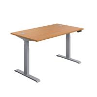 Economy Sit Stand Desk (FSC) 1600 X 800 Nova Oak/Silver