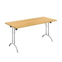 One Union Rectangular Folding Table (FSC) 1600 X 700 Nova Oak/Chrome