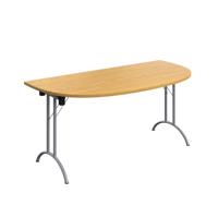 One Union D-End Folding Table (FSC) 1600 X 800 Nova Oak/Silver