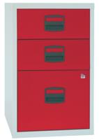 Bisley 3 Drawer A4 Homefiler Grey/Red