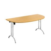 One Union D-End Folding Table (FSC) 1600 X 800 Nova Oak/Chrome