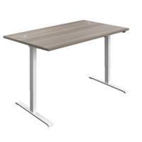 Economy Single Motor Sit Stand Desk (FSC) 1200 X 800 Grey Oak/White