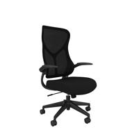 Zip Mesh Back Chair with Folding Arms Black