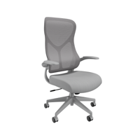 Zip Mesh Back Chair with Folding Arms Grey