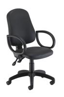 Calypso 2 High Back Operator Chair Fixed Arms Black PU