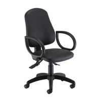 Calypso Ergo 2 Lever Office Chair with Lumbar Pump Fixed Arms Black PU