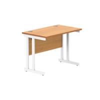 Office Rectangular Desk with Steel Double Upright Cantilever Frame (FSC) 1000X600 Norwegian Beech/White