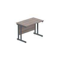 Office Rectangular Desk with Steel Double Upright Cantilever Frame (FSC) 1000X600 Alaskan Grey Oak/Graphite