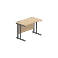 Office Rectangular Desk with Steel Double Upright Cantilever Frame (FSC) 1000X600 Canadian Oak/Graphite