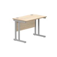 Office Rectangular Desk with Steel Double Upright Cantilever Frame (FSC) 1000X600 Canadian Oak/Silver