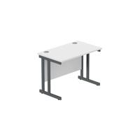 Office Rectangular Desk with Steel Double Upright Cantilever Frame (FSC) 1000X600 Arctic White/Graphite
