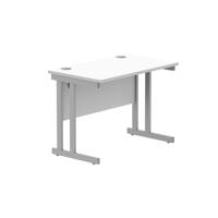 Office Rectangular Desk with Steel Double Upright Cantilever Frame (FSC) 1000X600 Arctic White/Silver