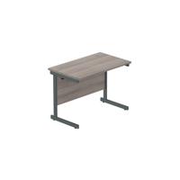Office Rectangular Desk with Steel Single Upright Cantilever Frame  1000X600 Alaskan Grey Oak/Graphite