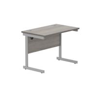 Office Rectangular Desk with Steel Single Upright Cantilever Frame  1000X600 Alaskan Grey Oak/Silver