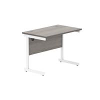 Office Rectangular Desk with Steel Single Upright Cantilever Frame  1000X600 Alaskan Grey Oak/White